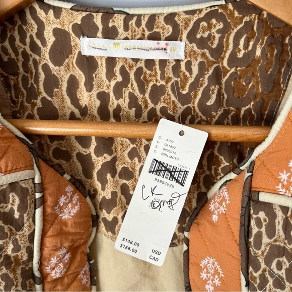 Anthropologie X Llani Quilted Brown & Orange Motif Printed Jacket Size M/L NWT - Picture 10 of 16